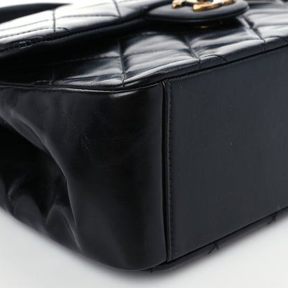 Chanel Glazed Calfskin Quilted Medium Gold Bar Top Handle Flap Black 7 of 10