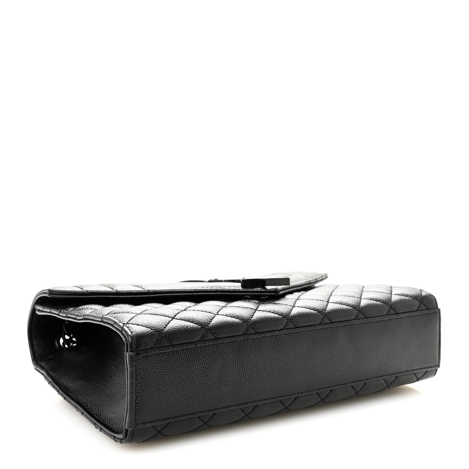 Saint Laurent Grain De Poudre Textured Mixed Matelasse Triquilt Medium Monogram Monochrome Satchel Black 4 of 9