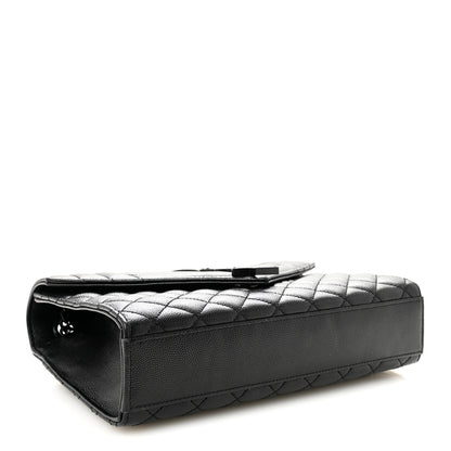 Saint Laurent Grain De Poudre Textured Mixed Matelasse Triquilt Medium Monogram Monochrome Satchel Black 4 of 9