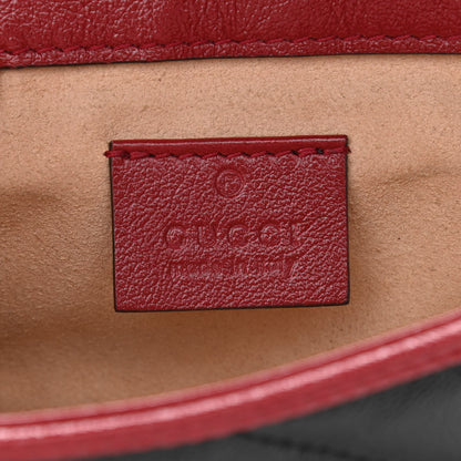 Gucci Vintage Effect Calfskin Matelasse Diagonal Super Mini Torchon GG Marmont Shoulder Bag Black Romantic Cherry 6 of 10