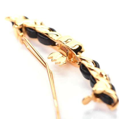 Chanel Pearl Lambskin CC More Is More Hair Clip Black Gold 8 of 8