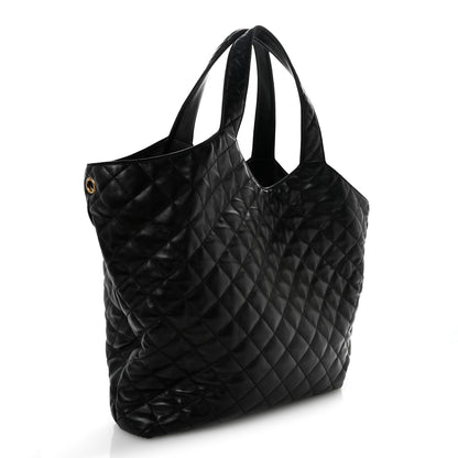 Saint Laurent Lambskin Quilted Maxi Icare Shopping Tote Black 4 of 16