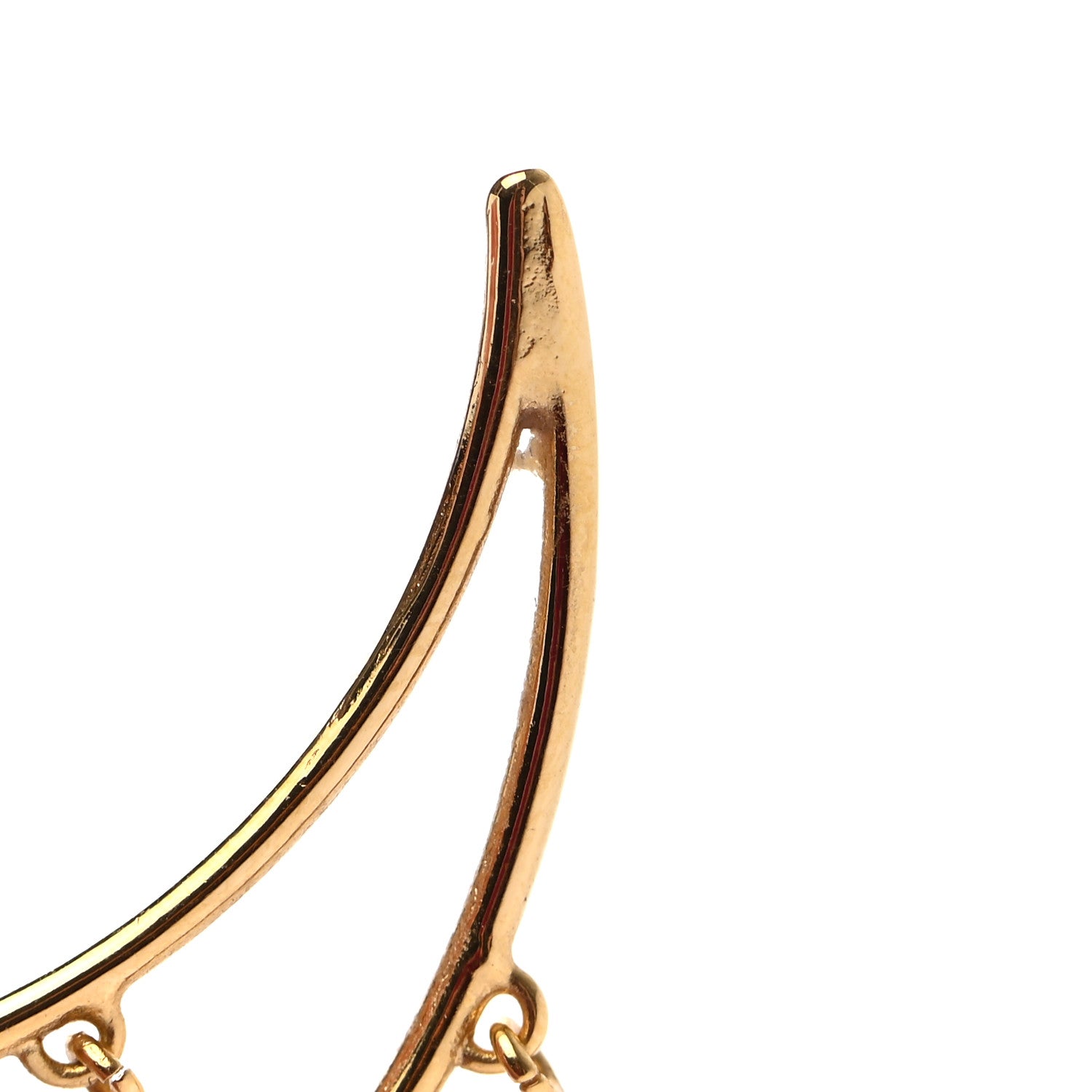 Christian Dior Crystal Charms Double Hoop Earrings Gold White 4 of 6