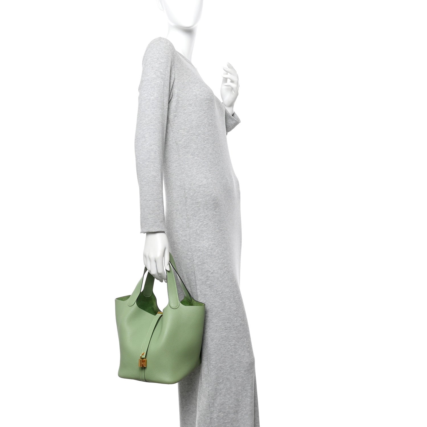 Hermes Taurillon Clemence Picotin Lock 22 MM Vert Criquet 2 of 11