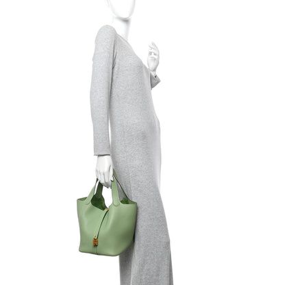 Hermes Taurillon Clemence Picotin Lock 22 MM Vert Criquet 2 of 11