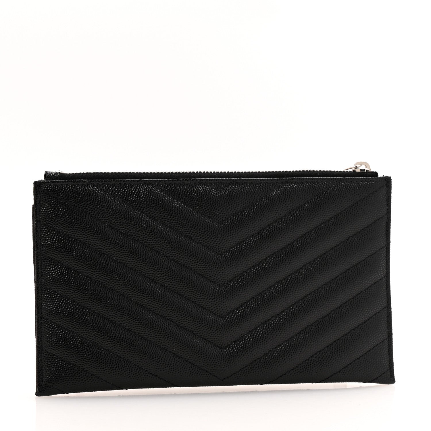 Saint Laurent Grain De Poudre Chevron Monogram Bill Pouch Black 3 of 7