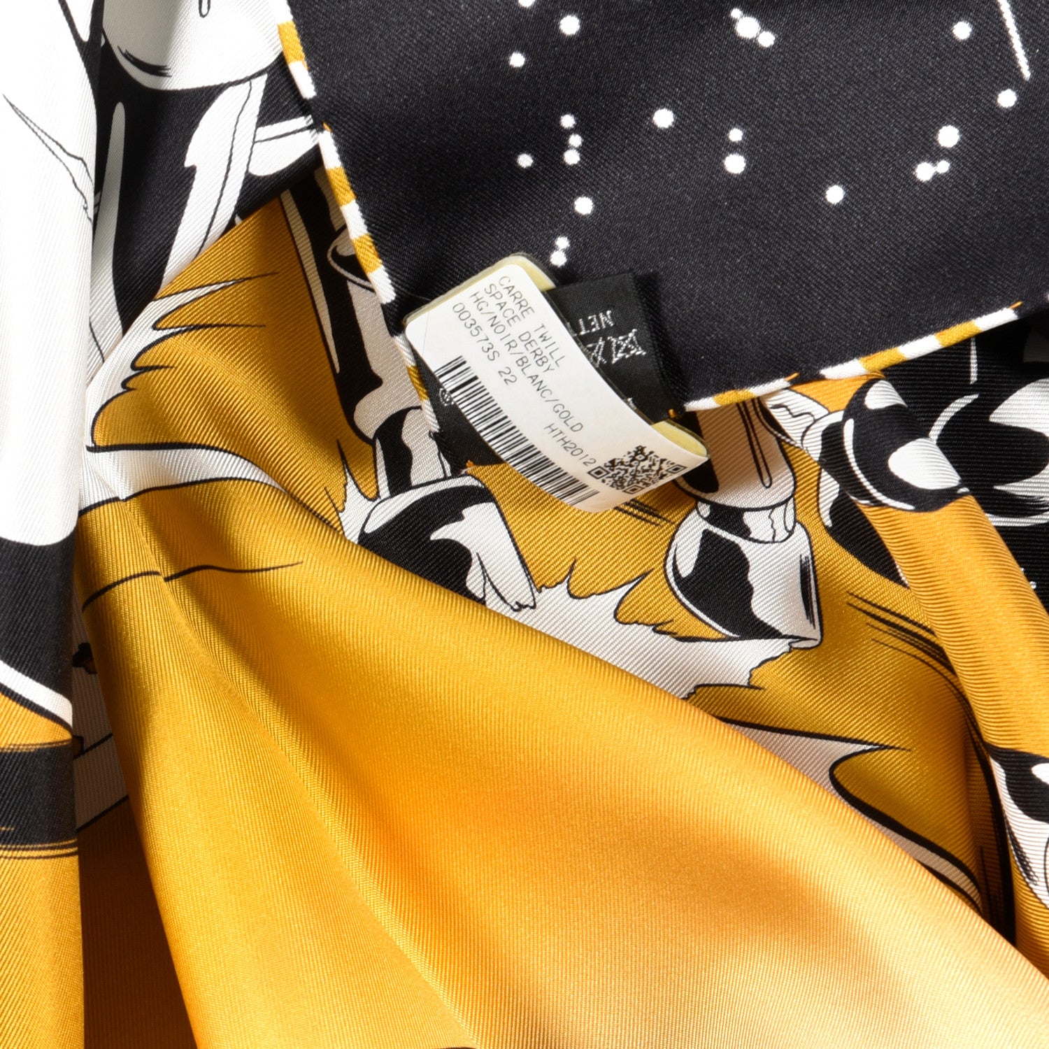 Hermes Silk Space Derby Scarf 90 Black White Gold 5 of 5