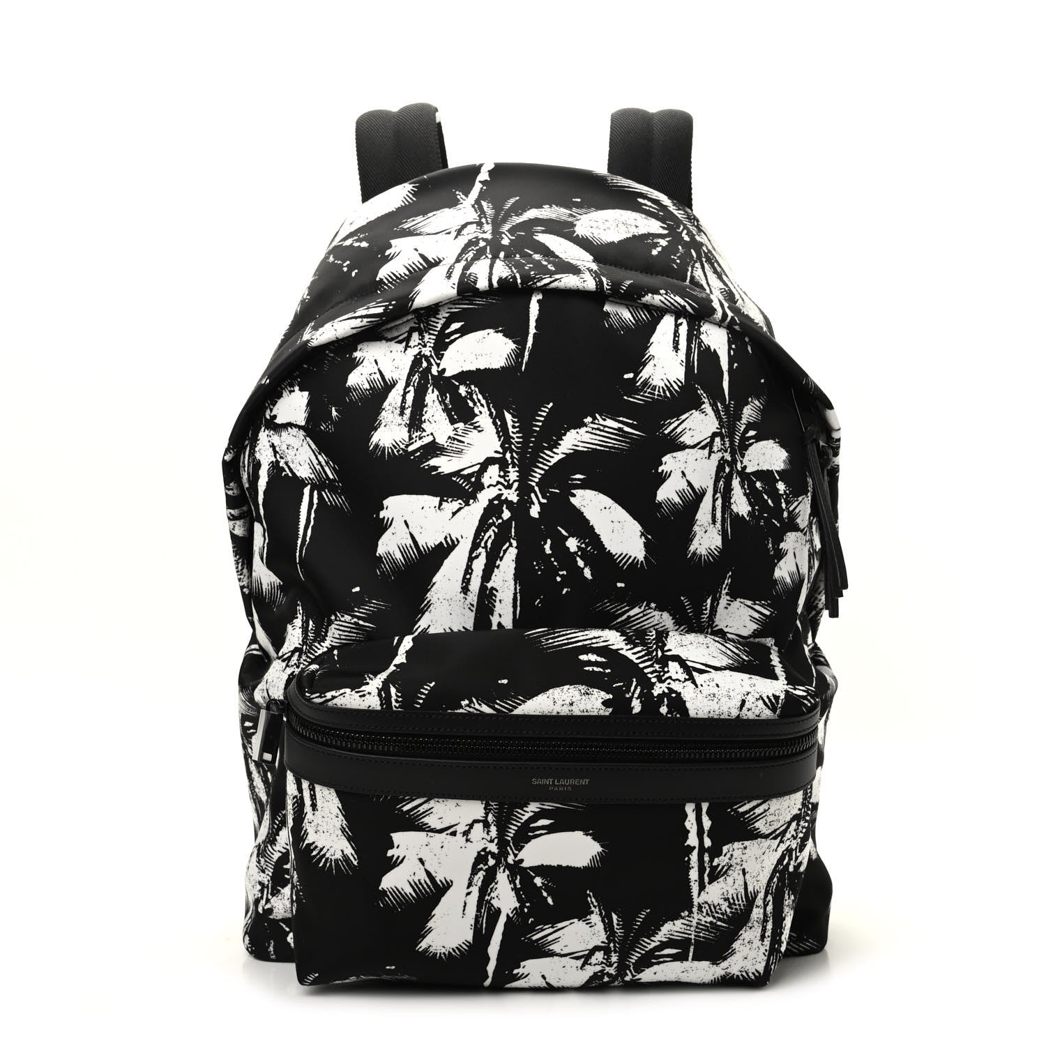Saint Laurent Canvas Palm Tree City Backpack Black White 1 of 8