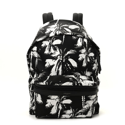 Saint Laurent Canvas Palm Tree City Backpack Black White 1 of 8