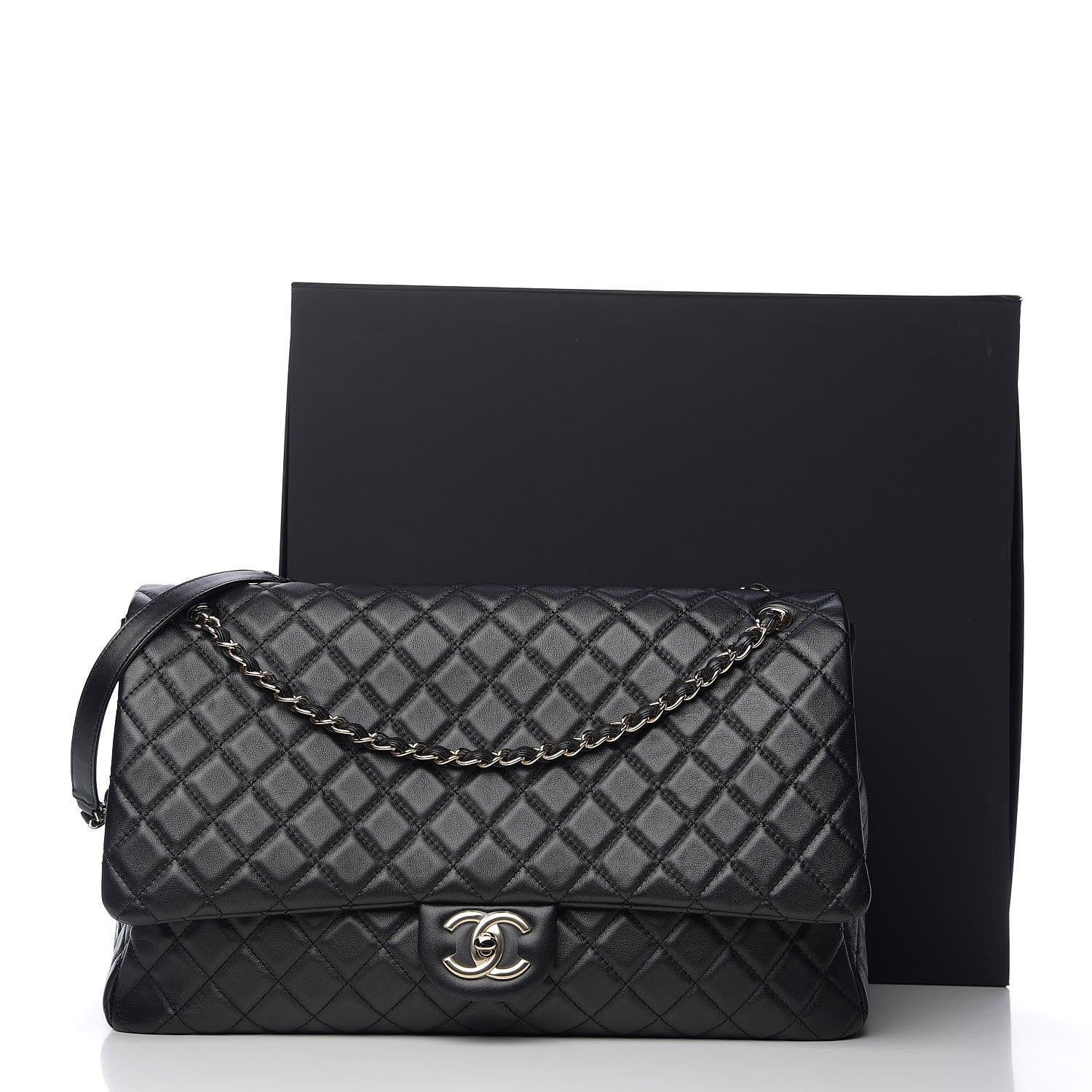 Chanel Calfskin Quilted XXL Travel Flap Bag Black 10 of 10