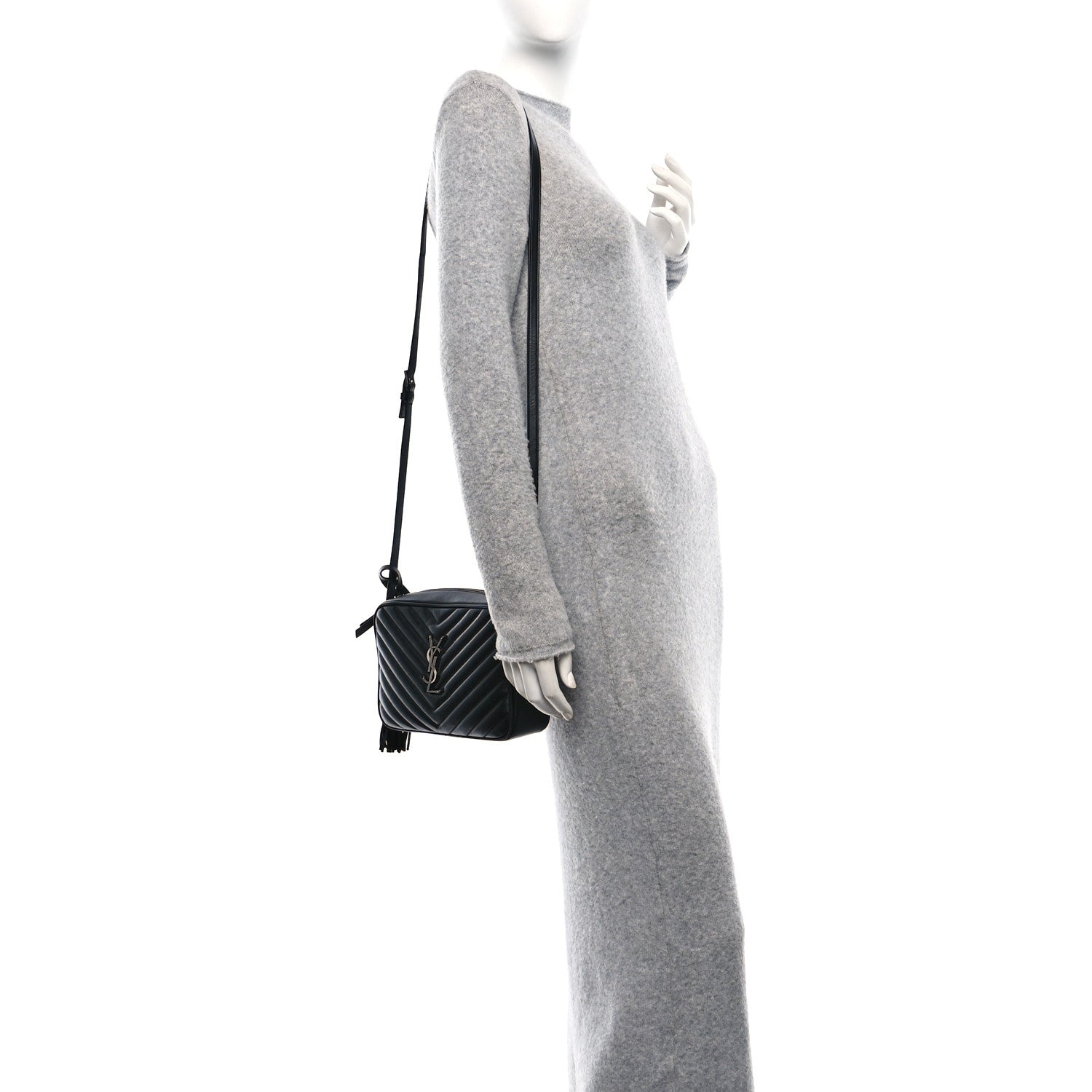 Saint Laurent Calfskin Matelasse Monogram Lou Camera Bag Black 2 of 10