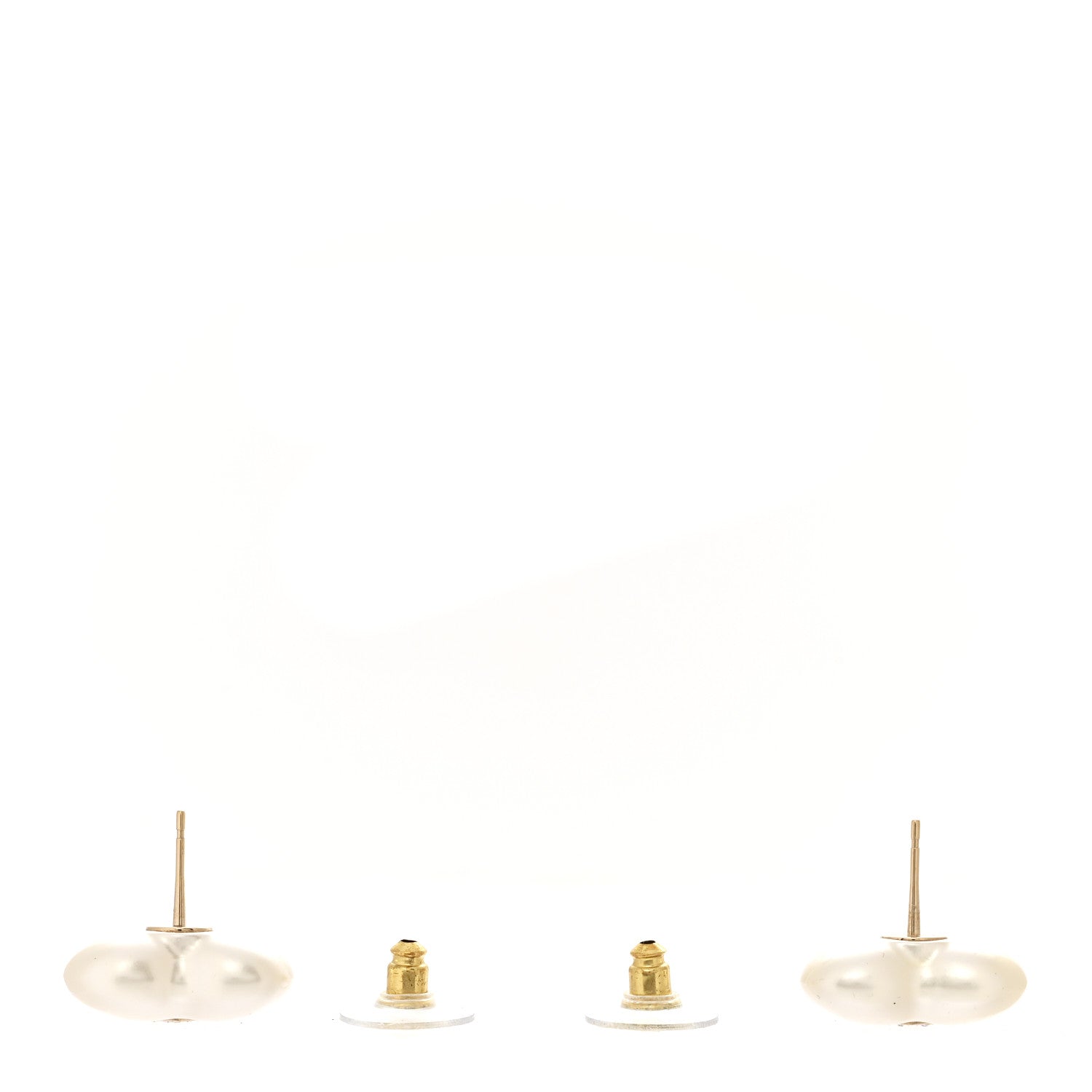 Chanel Pearl Crystal CC Heart Earrings Gold 3 of 5