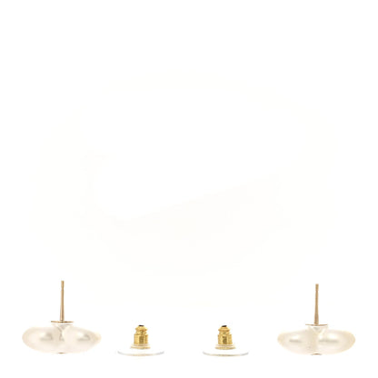 Chanel Pearl Crystal CC Heart Earrings Gold 3 of 5