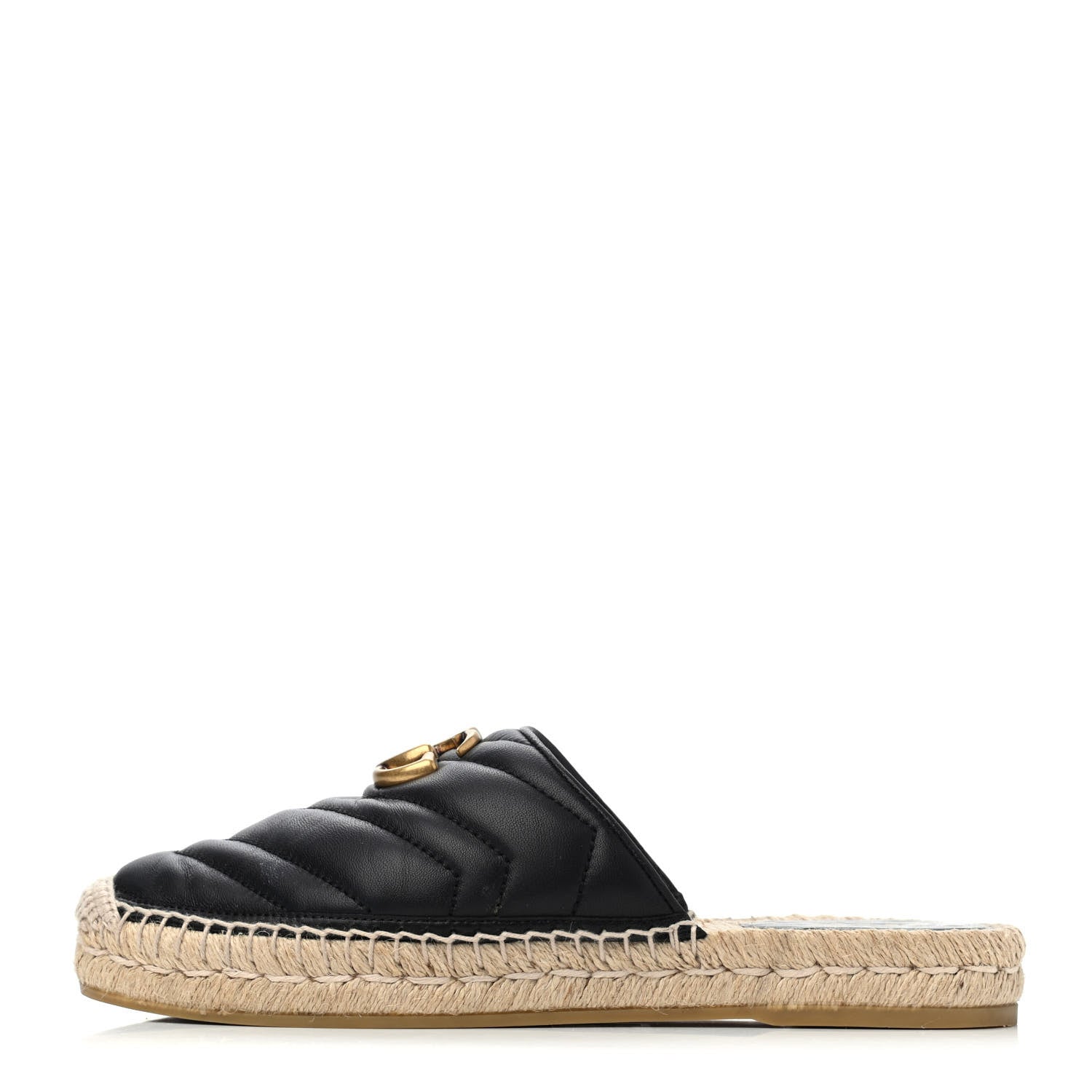 Gucci Nappa Matelasse GG Marmont Espadrille Slippers 36 Black 1 of 4