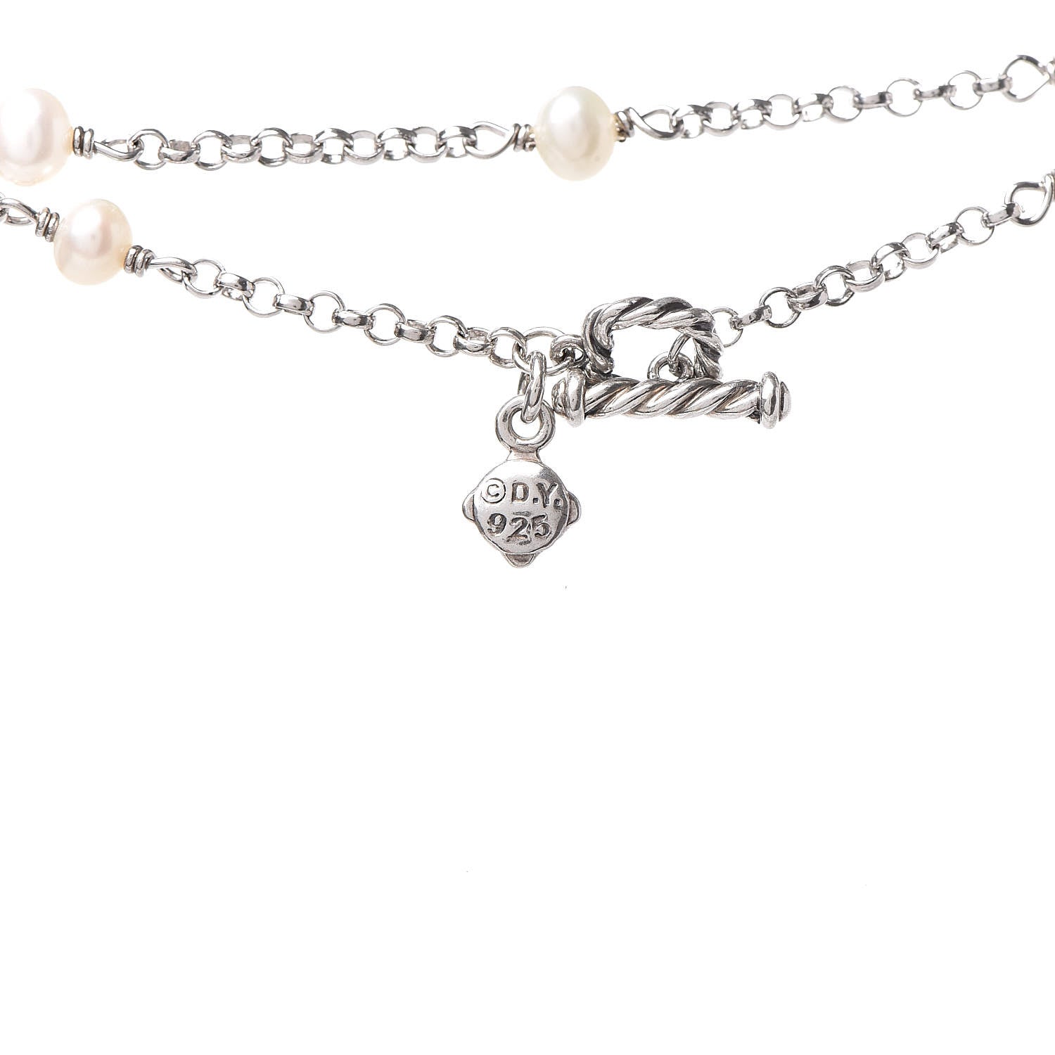 David Yurman Sterling Silver Freshwater Pearl Bead Chain Necklace 5 of 5