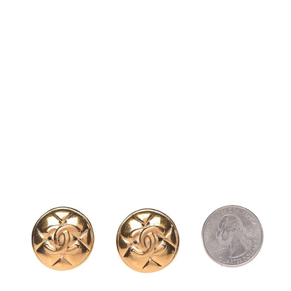 Chanel Round Quilted CC Clip On Earrings Gold 2 of 5