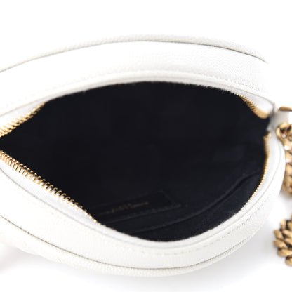 Saint Laurent Grain De Poudre Matelasse Chevron Quilted Round Vinyle Camera Bag Crema Soft 5 of 10