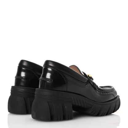Gucci Magnum Calfskin Nappa Samoa Womens Horsebit Platform Chunky Lug Sole 40mm Loafers 38 Black 4 of 14
