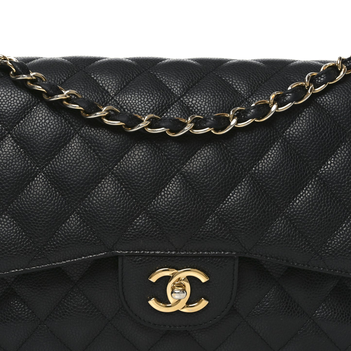 Caviar Quilted Jumbo Double Flap Black