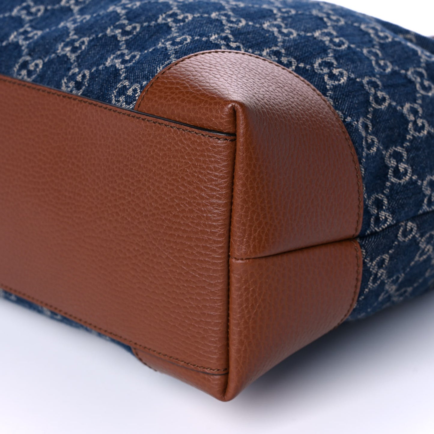 New Denim GG Monogram Medium Ophidia Shopping Tote Blue Tea Cuir