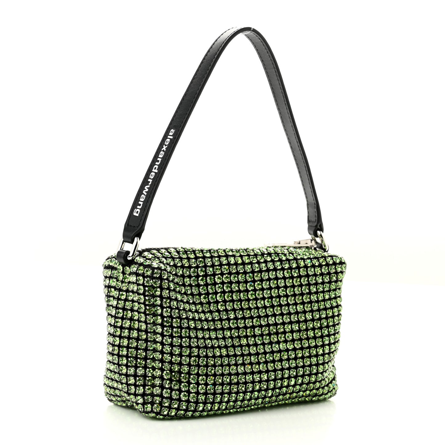Mesh Crystal Rhinestone Mini Heiress Pouch Green