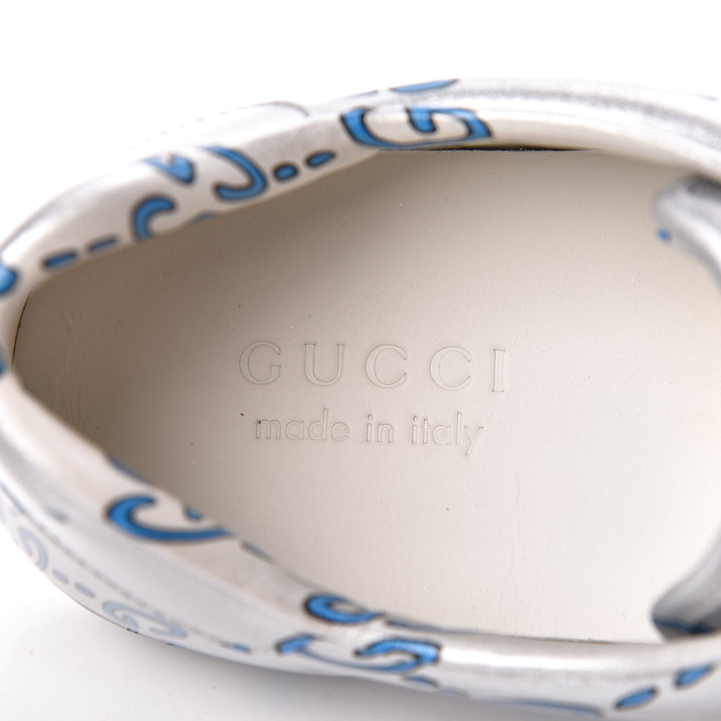 Miro Rubber Wax GucciGhost Print Mens New Ace Sneakers 9 Silver