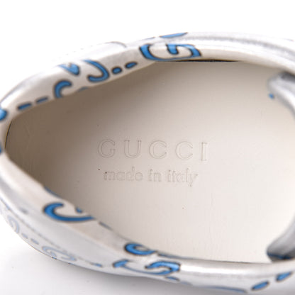 Gucci Miro Rubber Wax GucciGhost Print Mens New Ace Sneakers 9 Silver 8 of 13