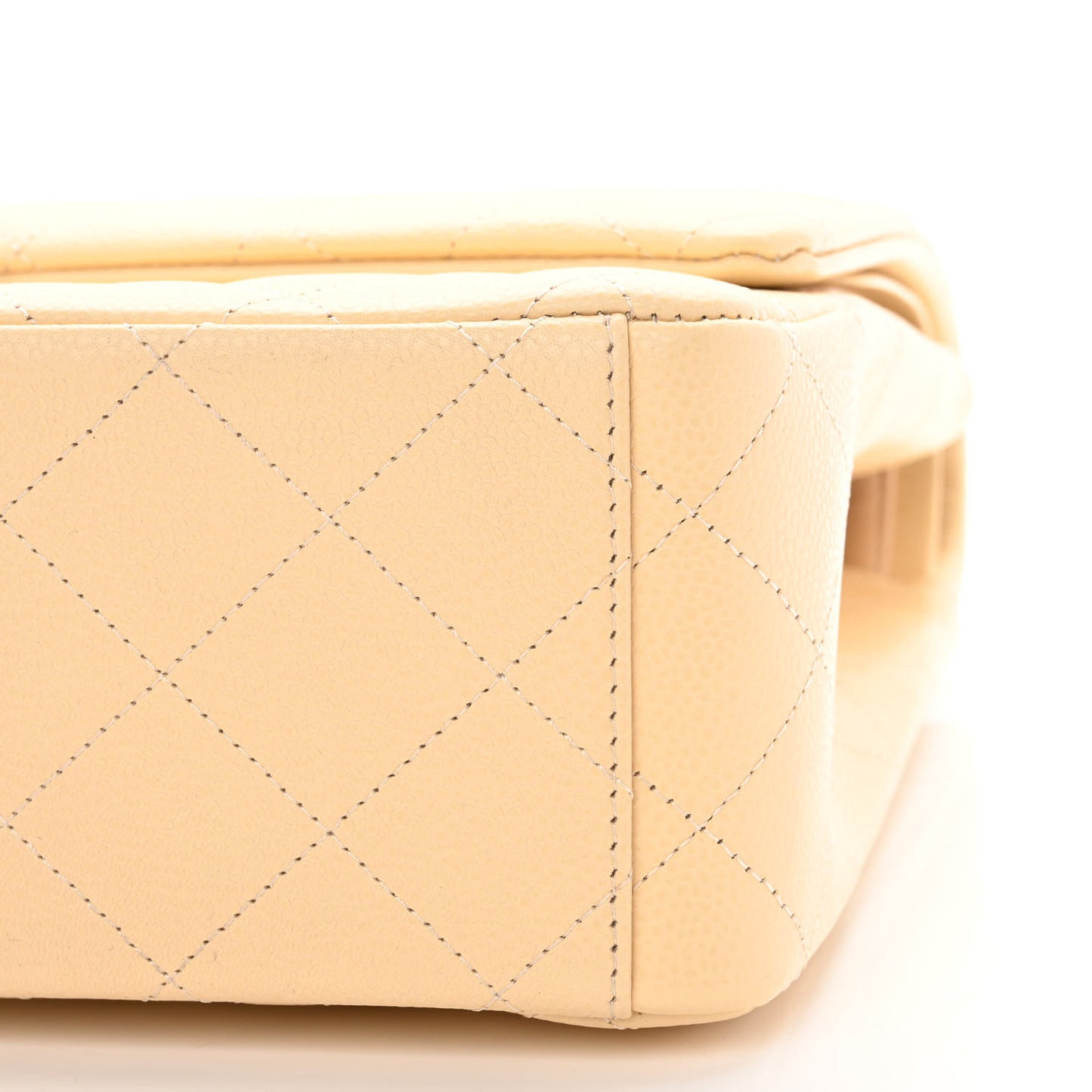 Caviar Quilted Maxi Double Flap Beige