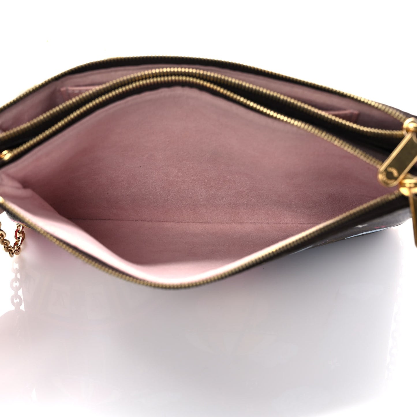 Monogram 2020 Christmas Animation Big Wheel Double Zip Pochette Rose Ballerine
