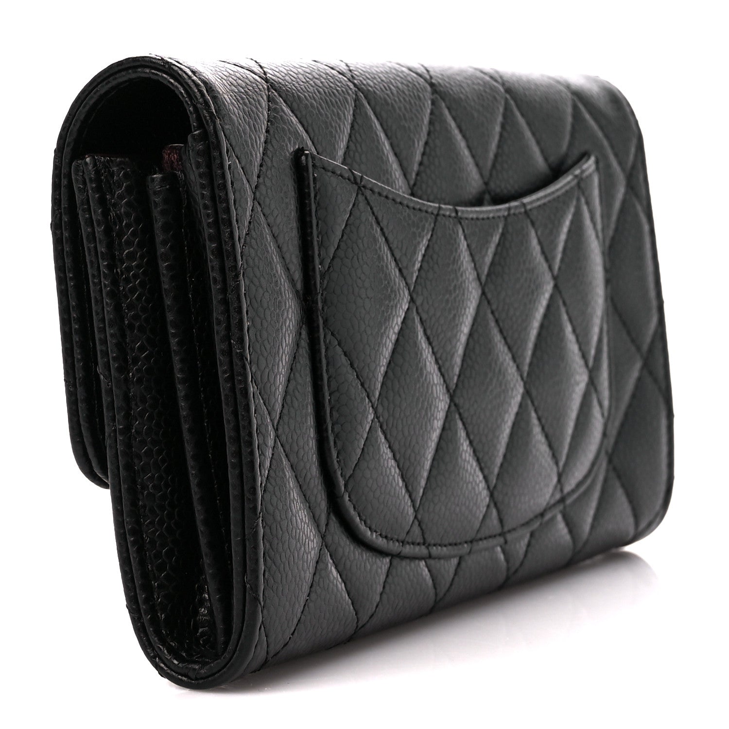 Chanel Caviar Quilted Large Gusset Flap Wallet Black 3 of 11
