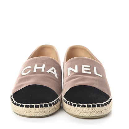 Chanel Velvet Logo Espadrilles 37 Beige Black 2 of 7