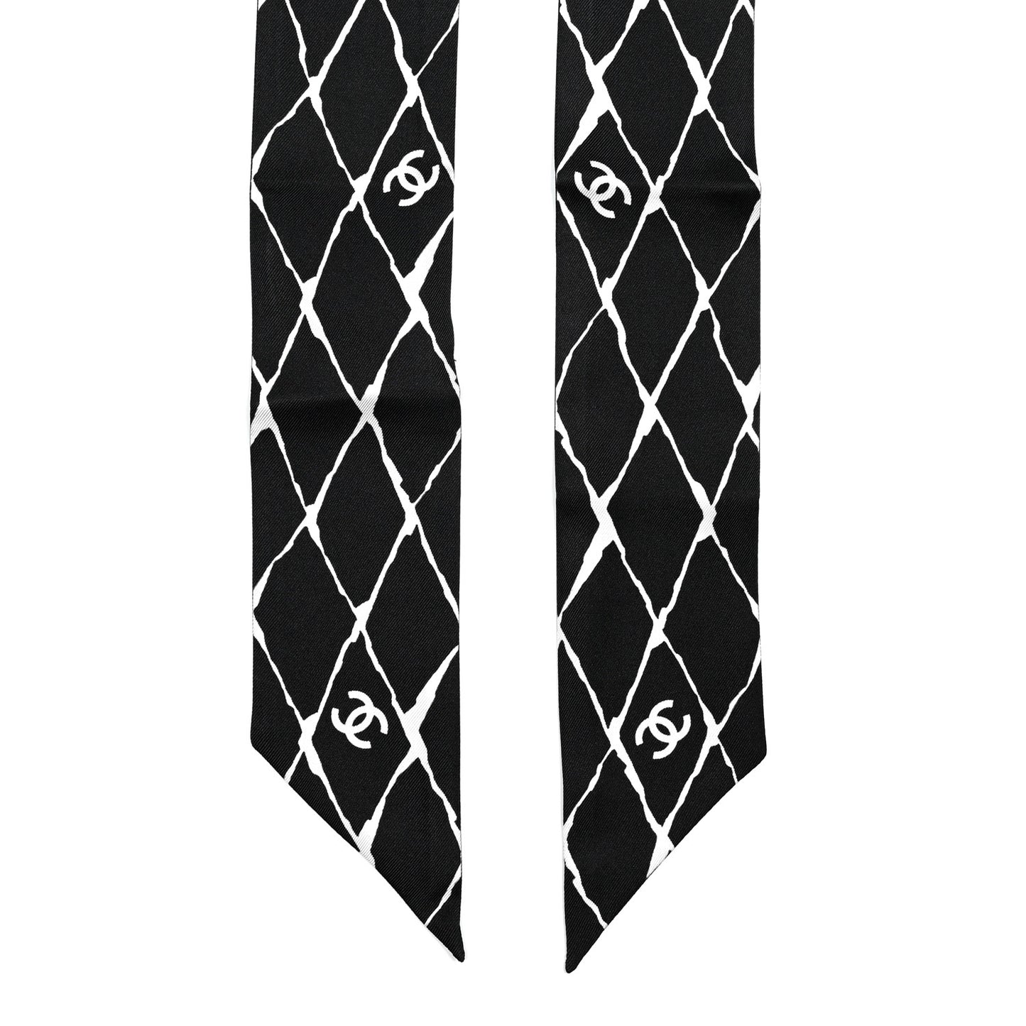 Silk CC Slim Bandeau Scarf Black White