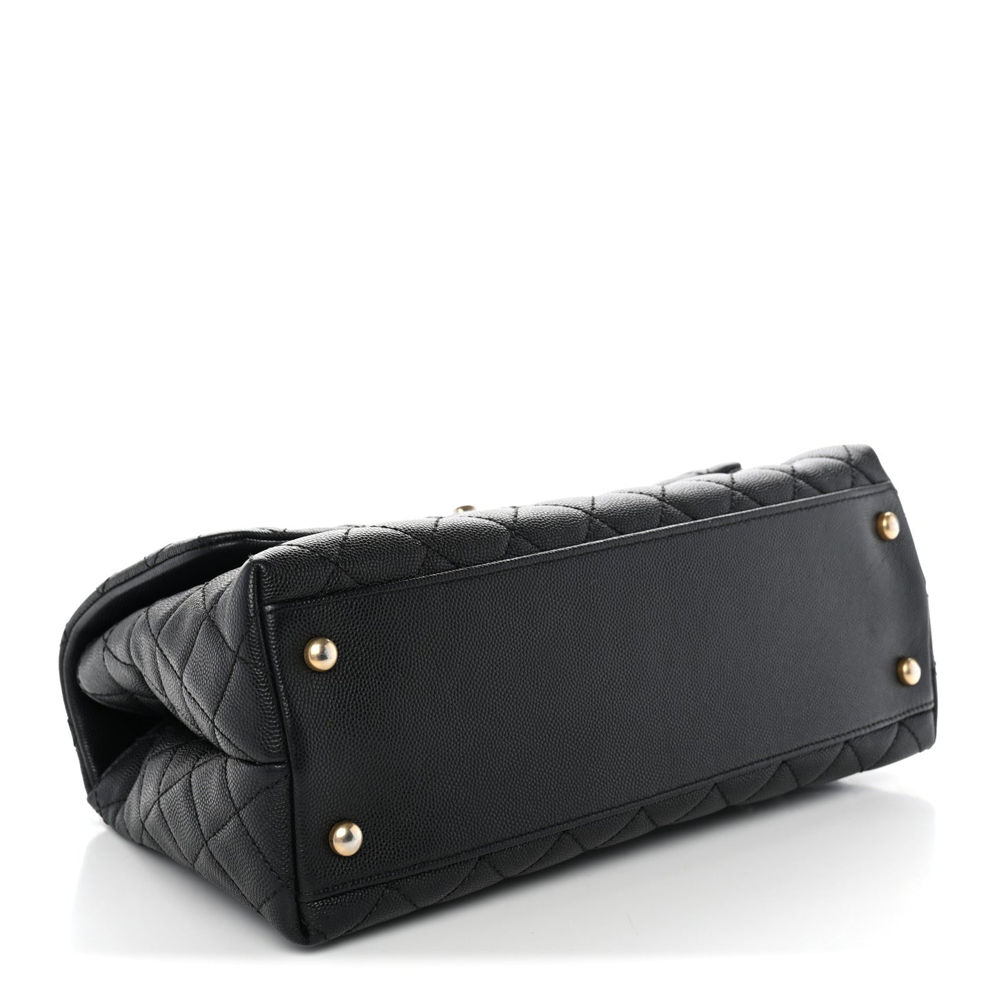 Caviar Lizard Quilted Small Coco Handle Flap Black