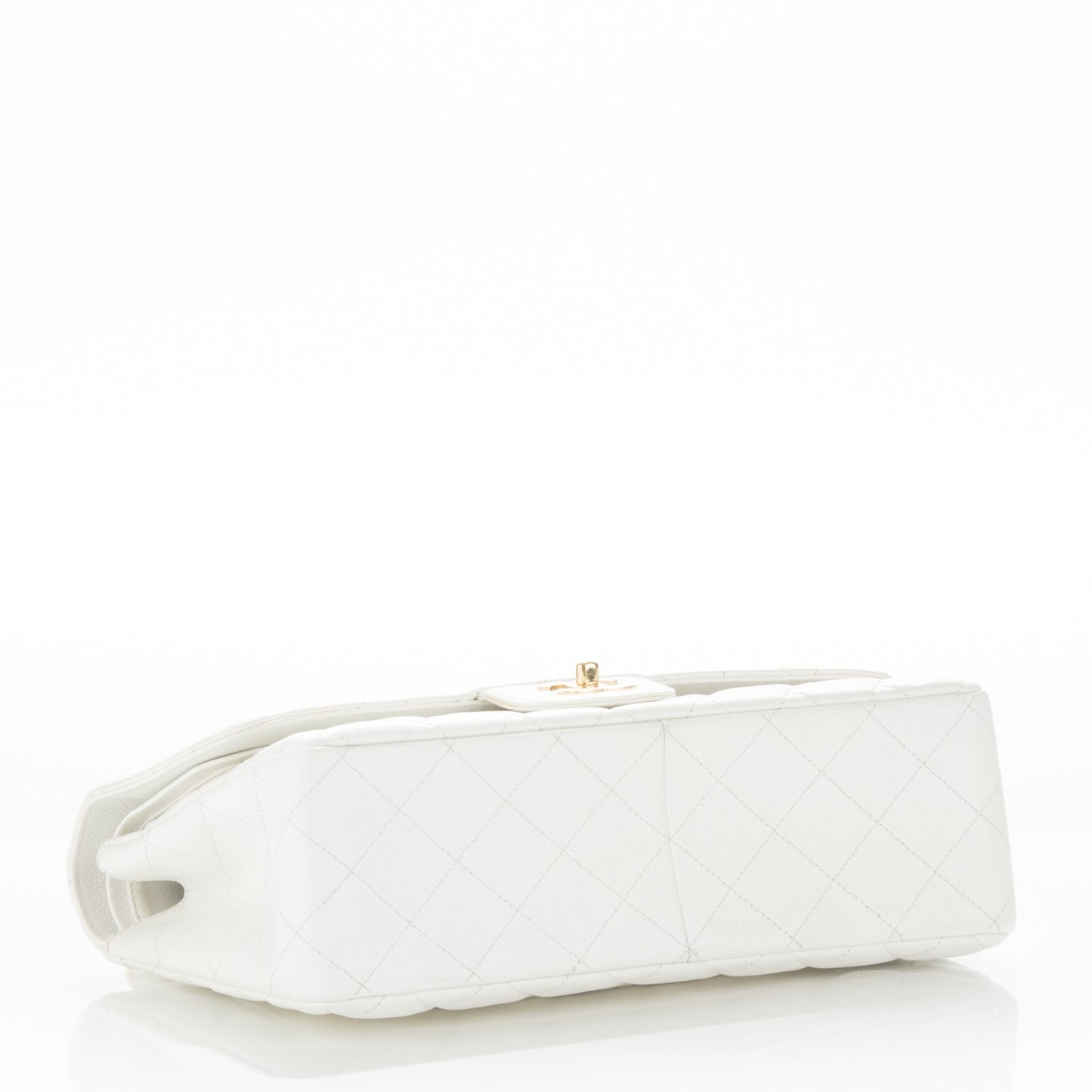 Caviar Quilted Jumbo Double Flap White