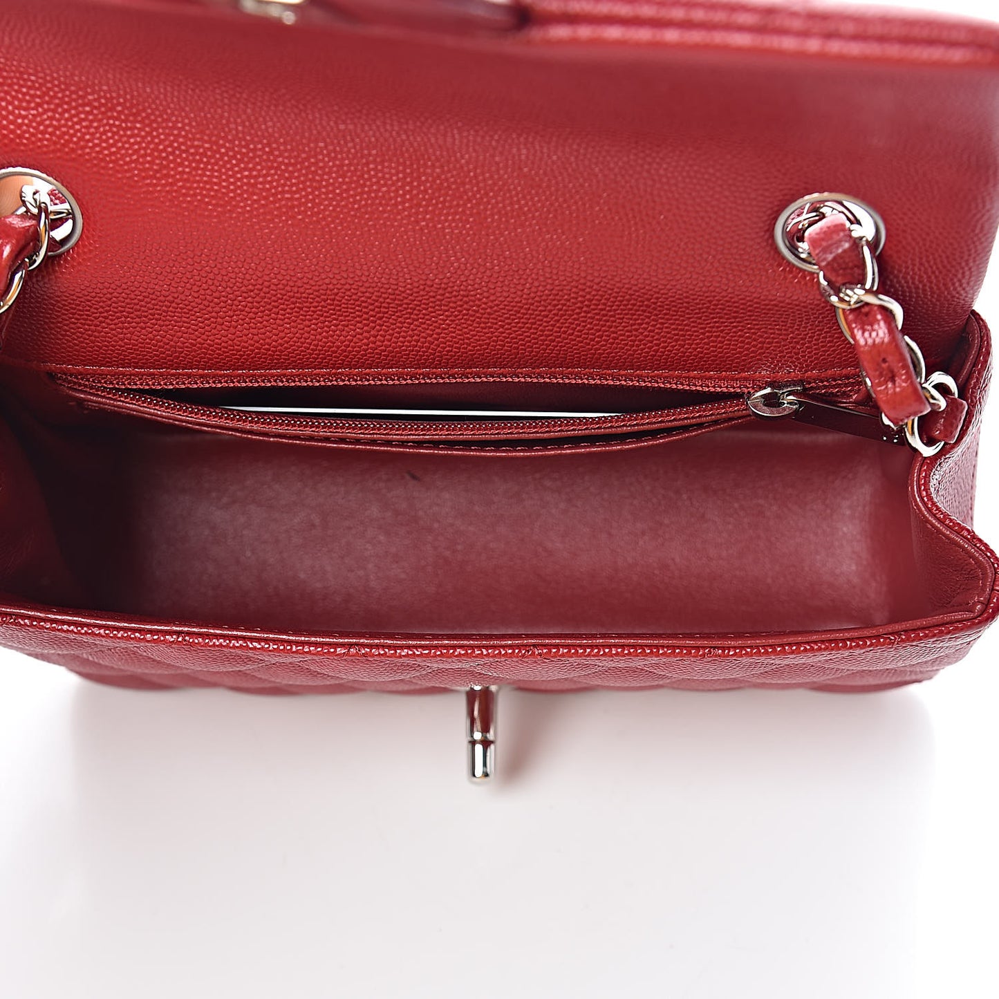 Caviar Quilted Mini Rectangular Flap Red
