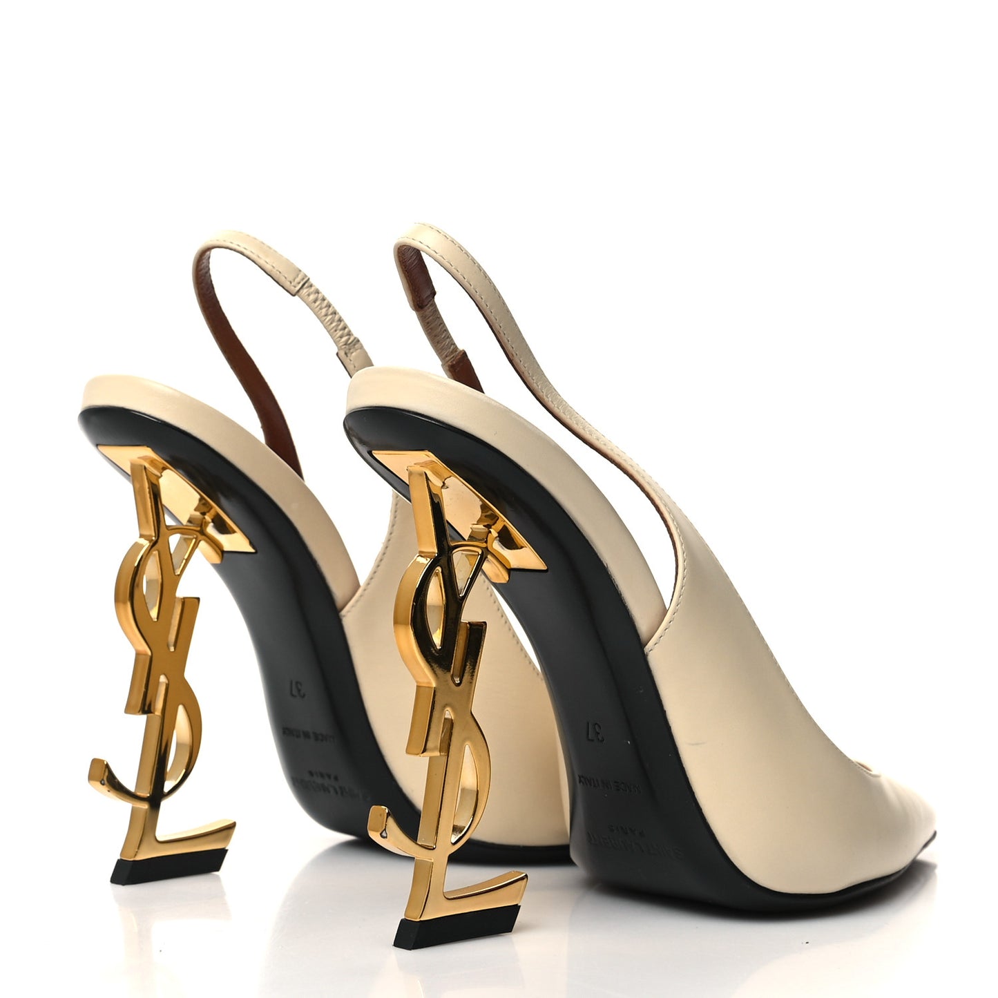 Calfskin Opyum 110 Slingback Pumps 37 Real Beige