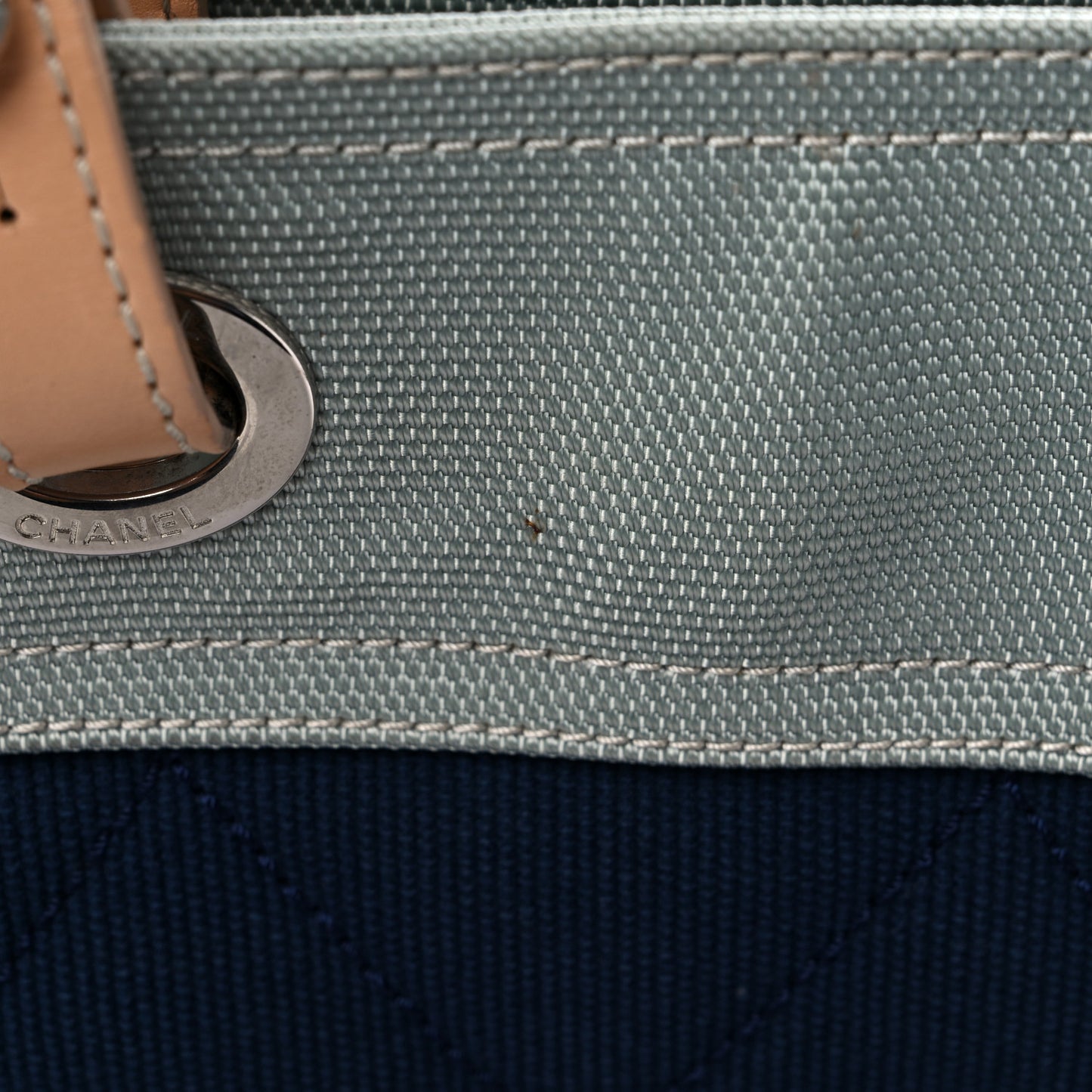 Canvas Quilted Large Paris Biarritz Tote Grey Blue
