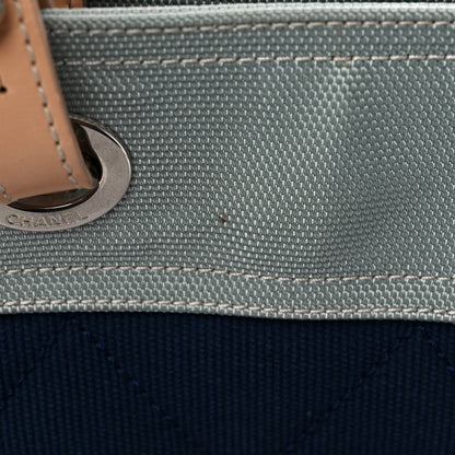 Chanel Canvas Quilted Large Paris Biarritz Tote Grey Blue 21 of 26