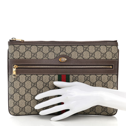Gucci GG Supreme Monogram Large Ophidia Pouch Clutch Brown 2 of 10
