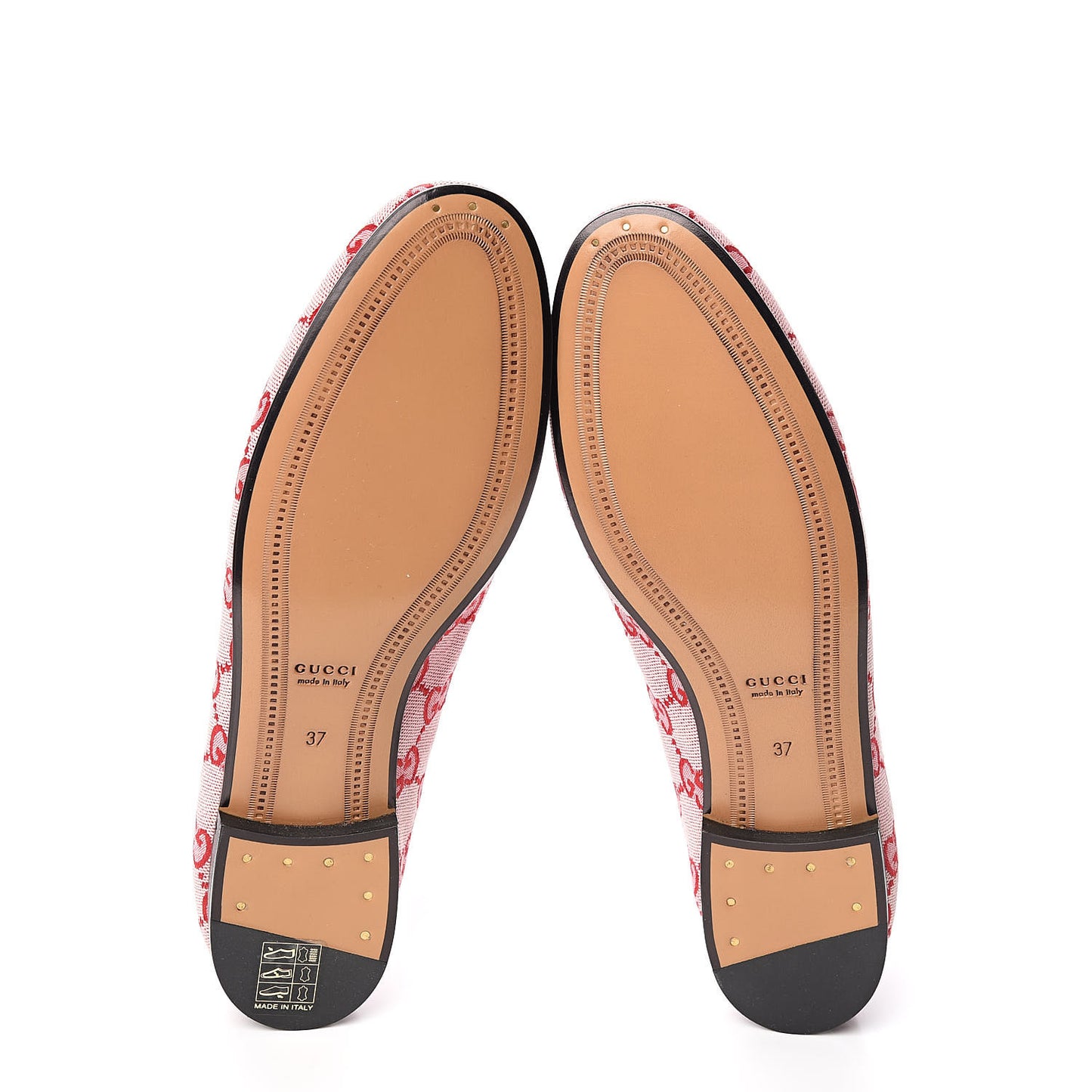 Canvas GG Monogram Horsebit Womens Jordaan Loafers 37 Gardenia Hibiscus Red