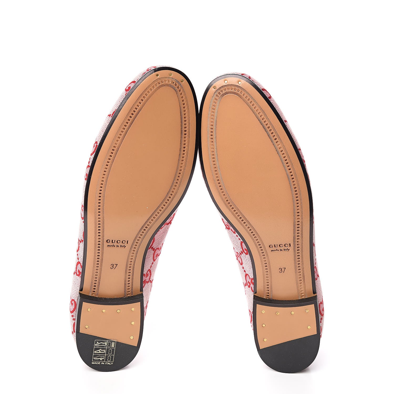 Gucci Canvas GG Monogram Horsebit Womens Jordaan Loafers 37 Gardenia Hibiscus Red 5 of 10
