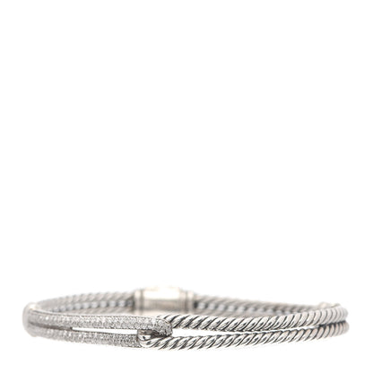 David Yurman Sterling Silver Diamond 7mm Petite Pave Single Loop Labyrinth Bracelet 1 of 5
