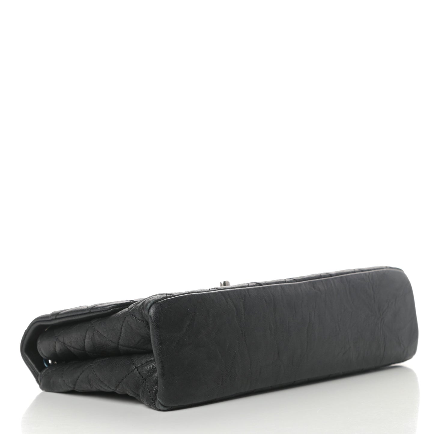 Crumpled Lambskin Quilted Medium Single Flap Black