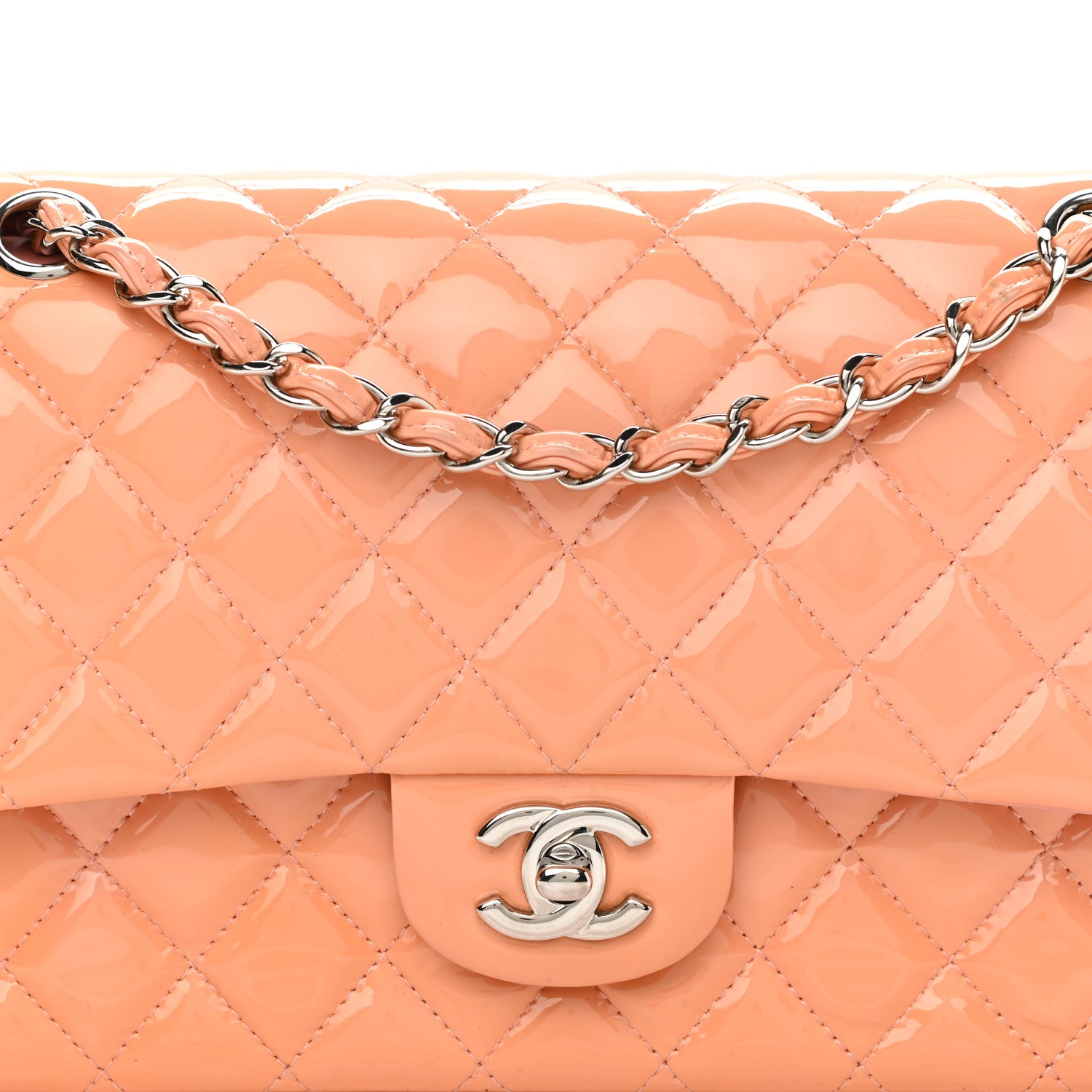 Chanel Patent Quilted Medium Double Flap Light Pink 7 of 12