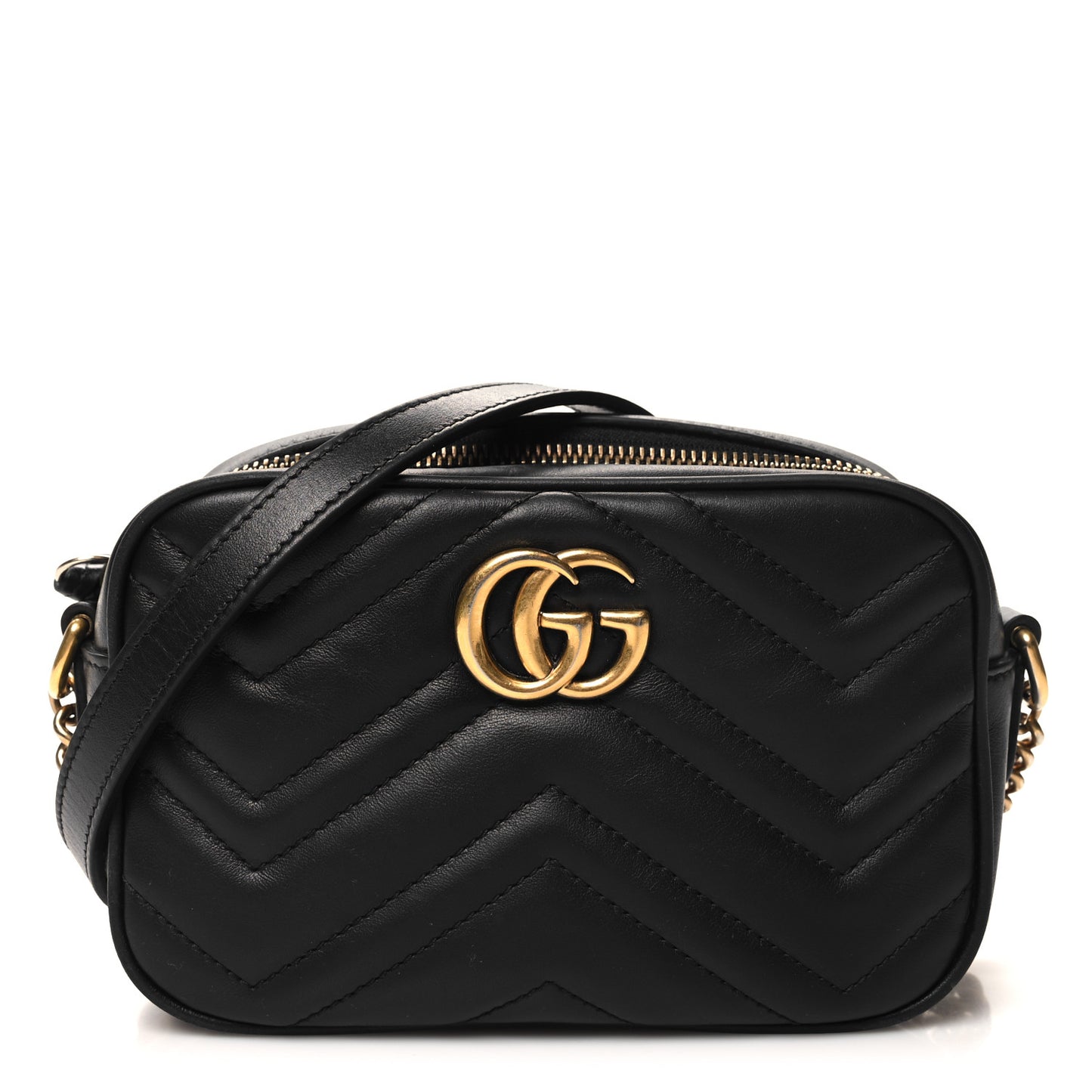 Calfskin Matelasse Mini GG Marmont Chain Shoulder Bag Black