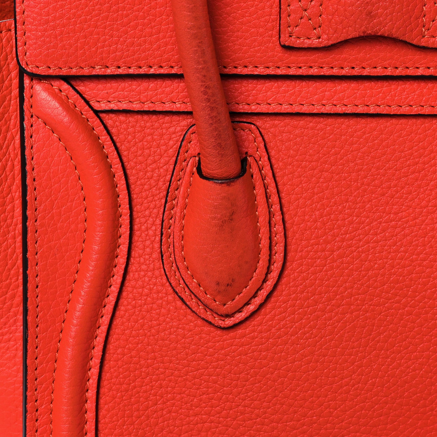 Celine Drummed Calfskin Nano Luggage Coquelicot 12 of 13