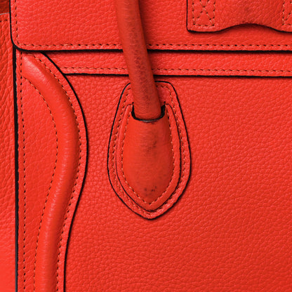 Celine Drummed Calfskin Nano Luggage Coquelicot 12 of 13
