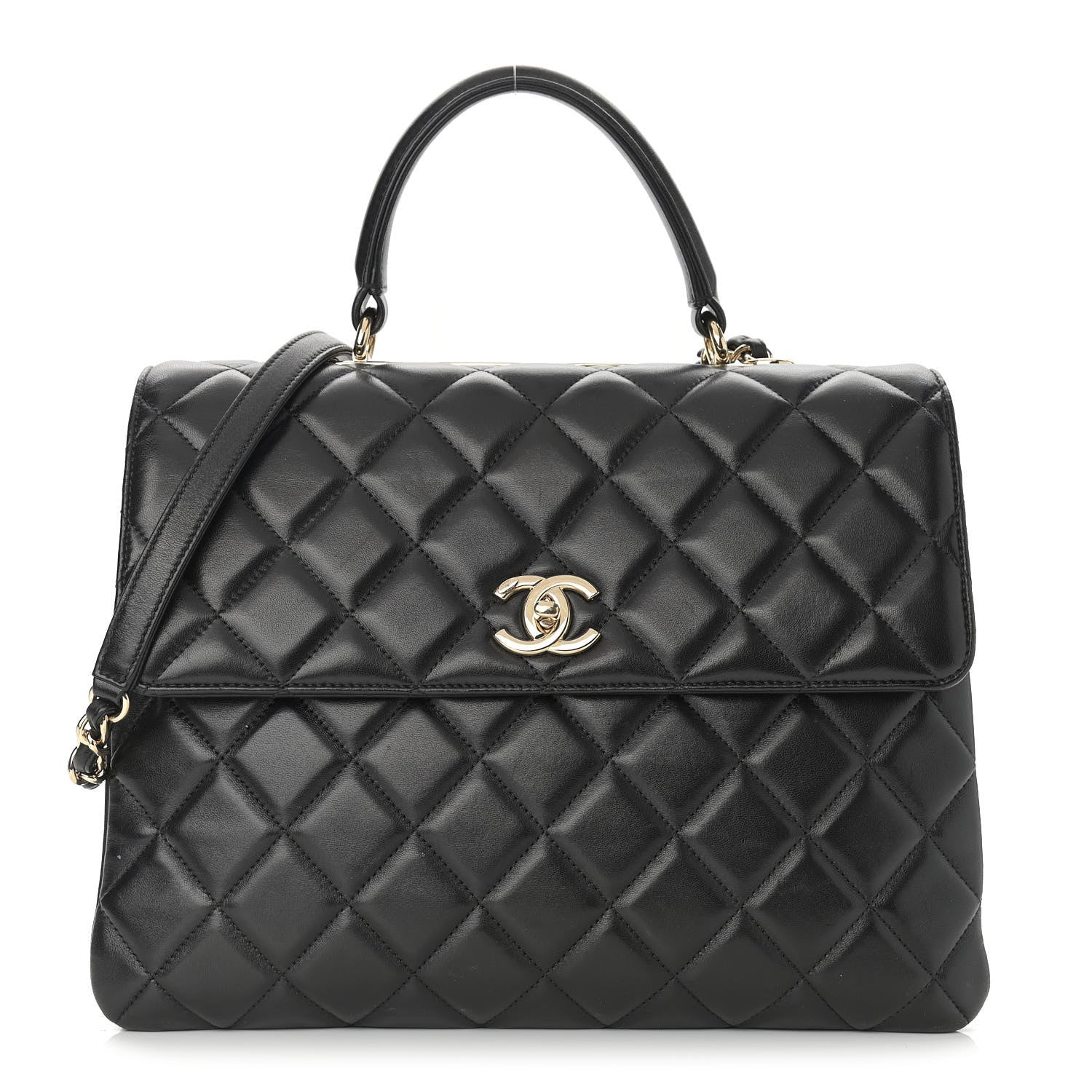 Chanel Lambskin Quilted Large Trendy CC Dual Handle Flap Bag Black 1 of 17