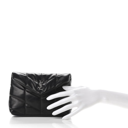 Saint Laurent Lambskin Monogram Loulou Puffer Pouch Clutch Black 2 of 9