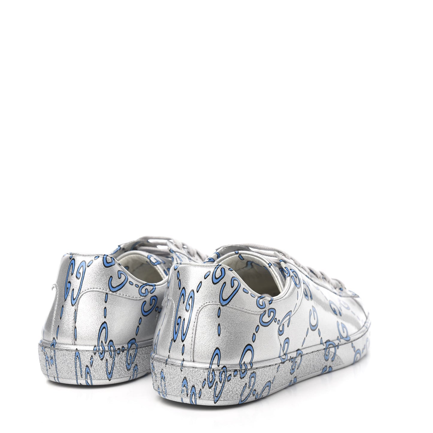 Miro Rubber Wax GucciGhost Print Mens New Ace Sneakers 7 Silver